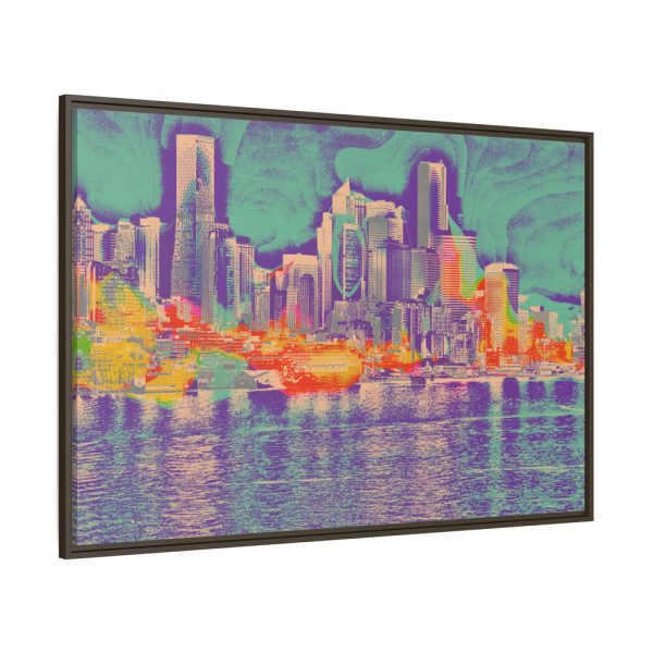 Pop Art Seattle Skyline Print Framed Canvas
