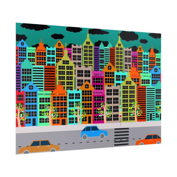 2606746014889290325_2048.jpeg Colorful Cityscape Town City Building Poster