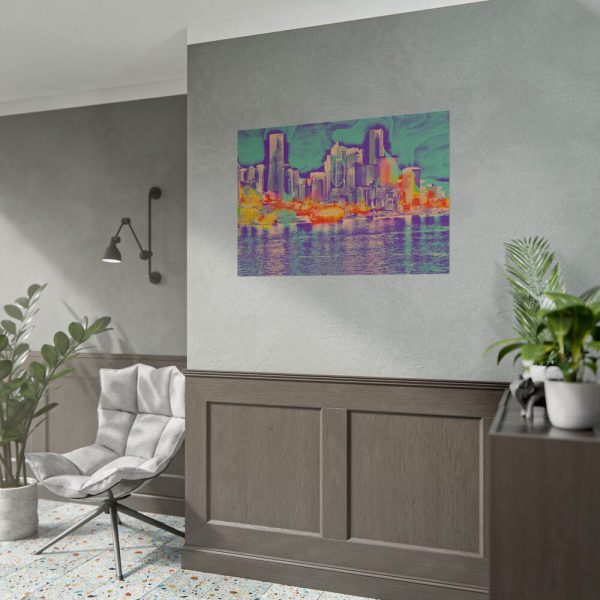 Pop Art Seattle Skyline Print Poster