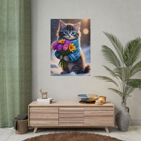 2634088340754949335_2048.jpeg Kitten Cat With Bouquet Of Flowers Poster