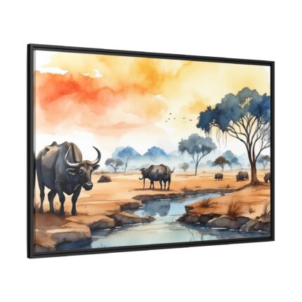 Africa Savanna Water Buffalo Framed Canvas