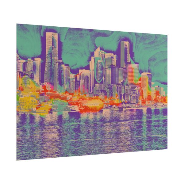 Pop Art Seattle Skyline Print Poster