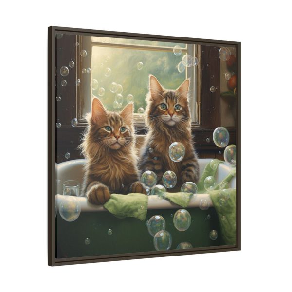 Cats Taking Bubble Bath Framed Canvas