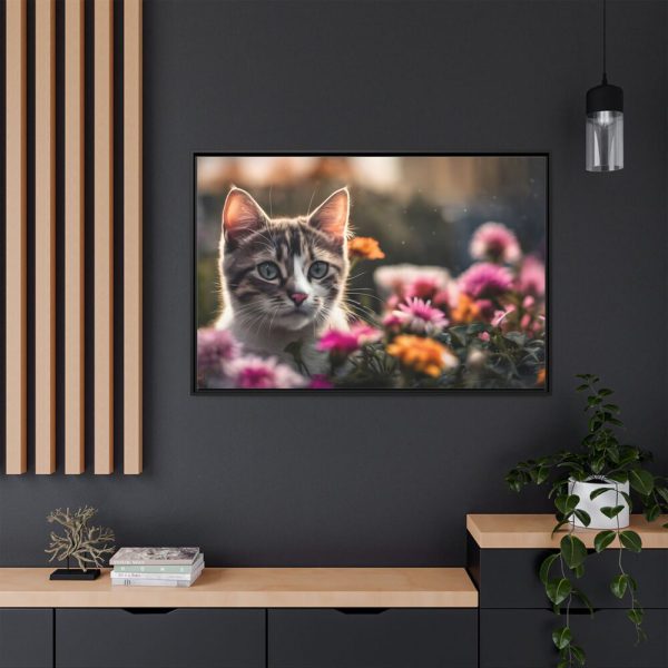 3083449076165276930_2048.jpeg Cat Kitten Flowers Blossoms Framed Canvas