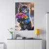 Kitten Cat With Bouquet Of Flowers Standard Canvas