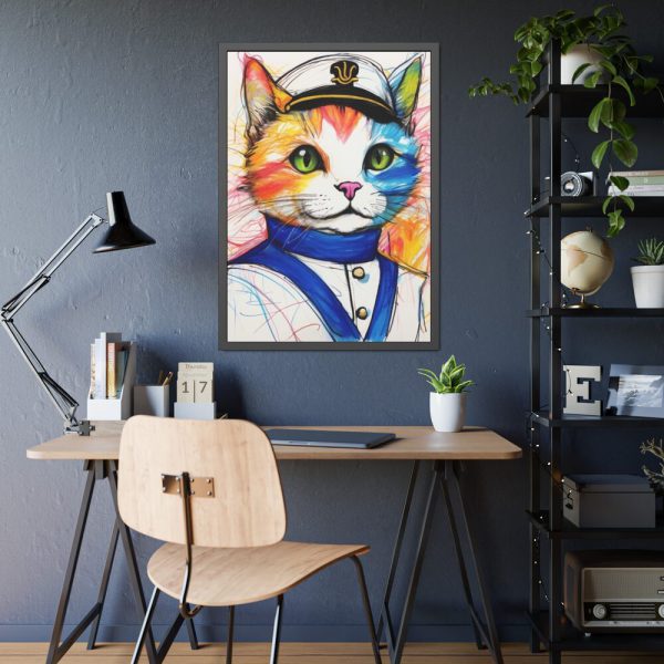 3277045114102979006_2048.jpeg Nautical Sailor Cat Art Framed Poster
