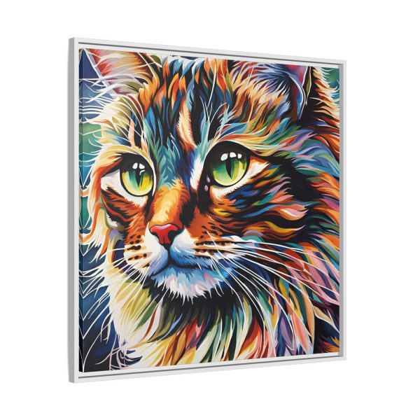 Watercolor Image of Cat Framed Canvas