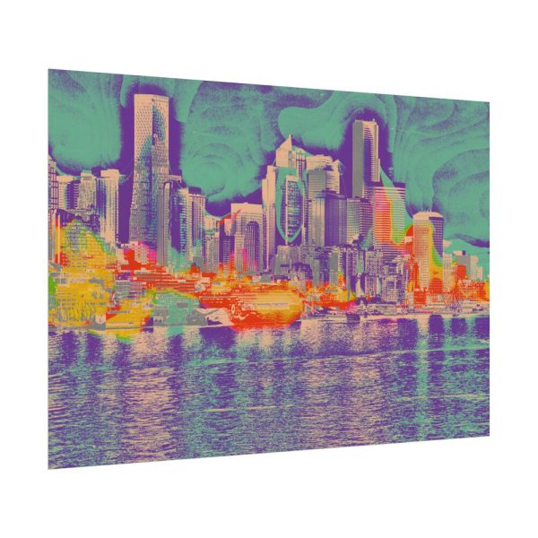 Pop Art Seattle Skyline Print Poster