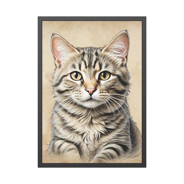 3492546443439896924_2048.jpeg Gray Tabby Cat Portrait Art Framed Poster