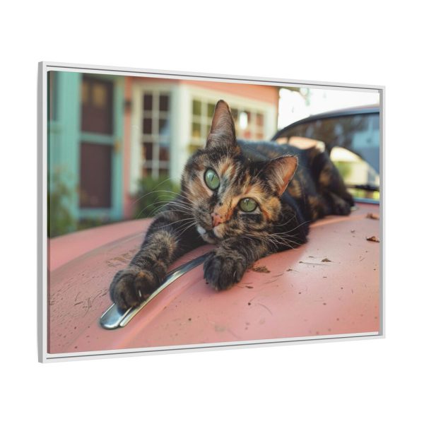3540949038408750100_2048.jpeg Calico Cat On Car Framed Canvas