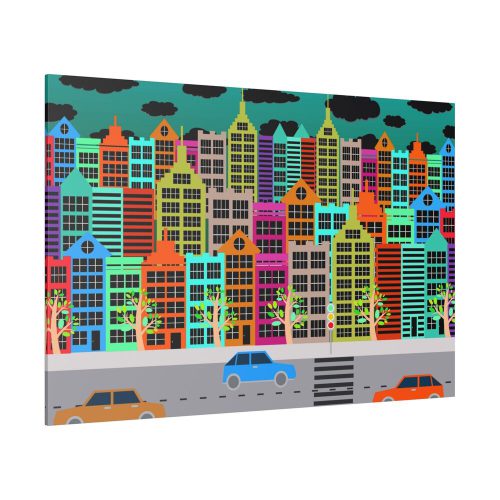 Colorful Cityscape Town City Building Standard Canvas