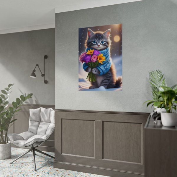 3714929609816996143_2048.jpeg Kitten Cat With Bouquet Of Flowers Poster