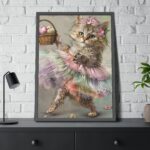 Easter Ballerina Cat Art Print Framed Poster - Image 8