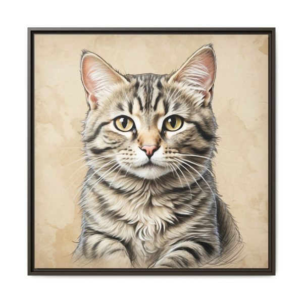 388813709796526691_2048.jpeg Gray Tabby Cat Portrait Art Framed Canvas