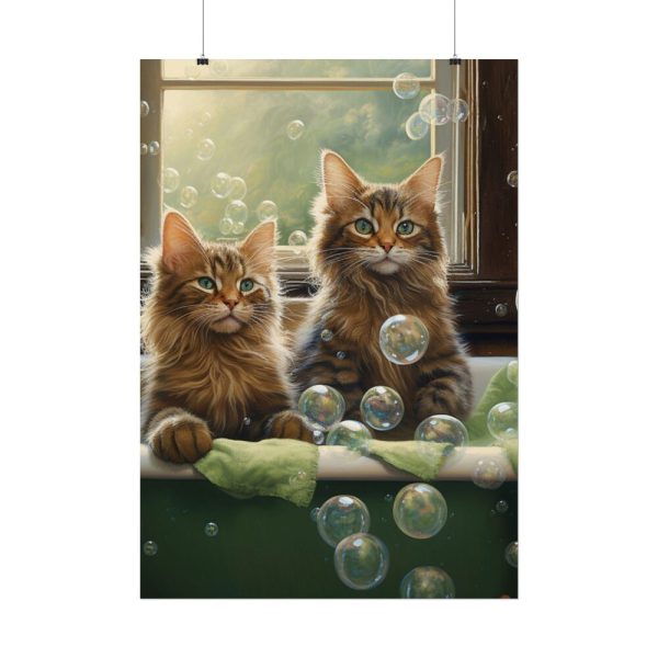 Cats Taking Bubble Bath Poster