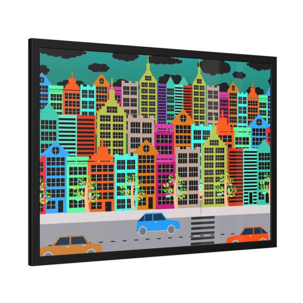 Colorful Cityscape Town City Building Framed Poster