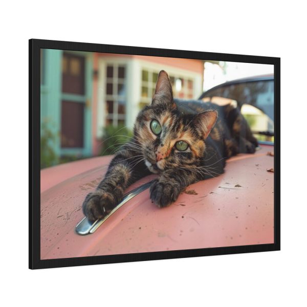 493992121549067033_2048.jpeg Calico Cat On Car Framed Poster