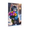 5246896965705625837_2048.jpeg Kitten Cat With Bouquet Of Flowers Poster