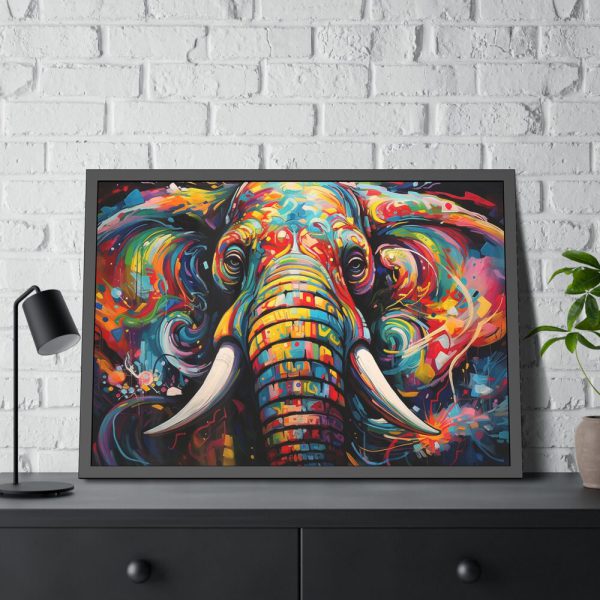 Graffiti Art Elephant Portrait Framed Poster