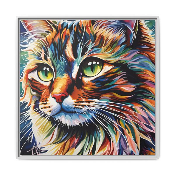 Watercolor Image of Cat Framed Canvas