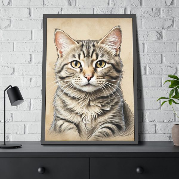 5452239160084656006_2048-1.jpeg Gray Tabby Cat Portrait Art Framed Poster
