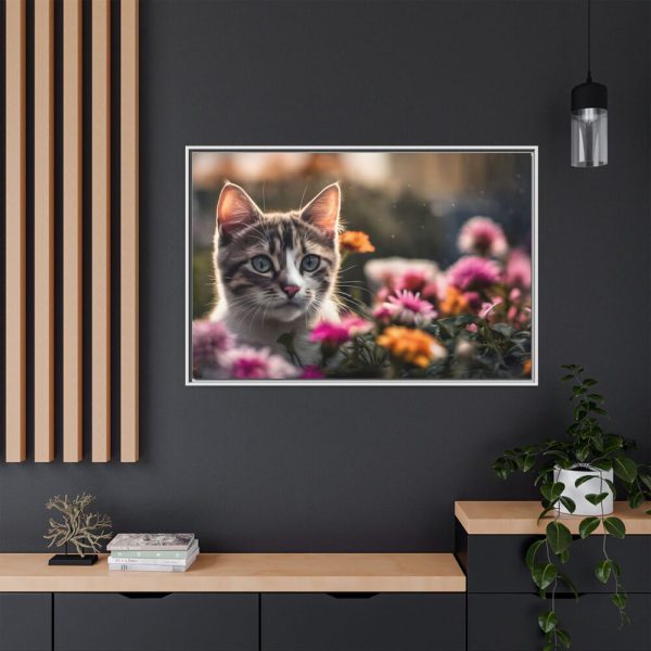 6487635067954671115_2048.jpeg Cat Kitten Flowers Blossoms Framed Canvas