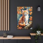 Fluffy Kitten In Tree Framed Canvas - Image 8