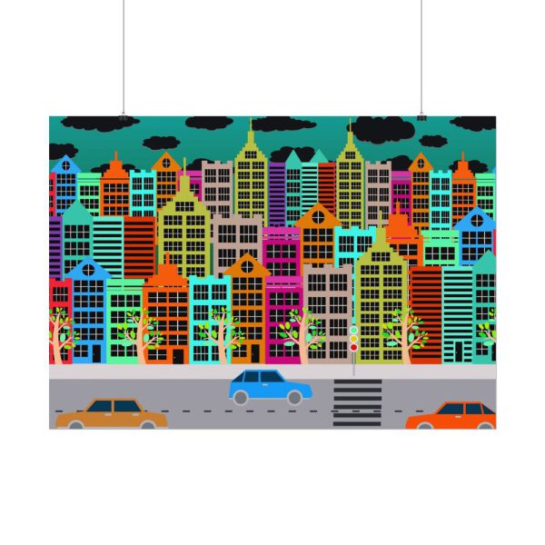 667212680054305604_2048.jpeg Colorful Cityscape Town City Building Poster
