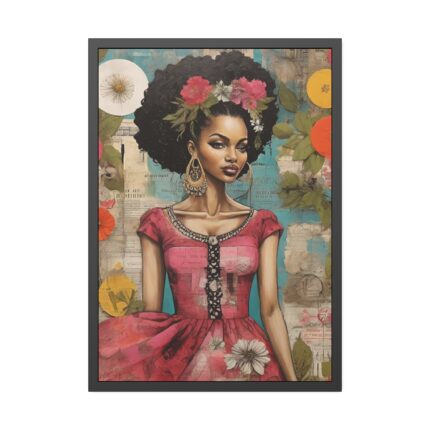 Beautiful Black Woman Abstract Montage Art Framed Poster