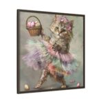 Easter Ballerina Cat Art Print Framed Canvas - Image 5