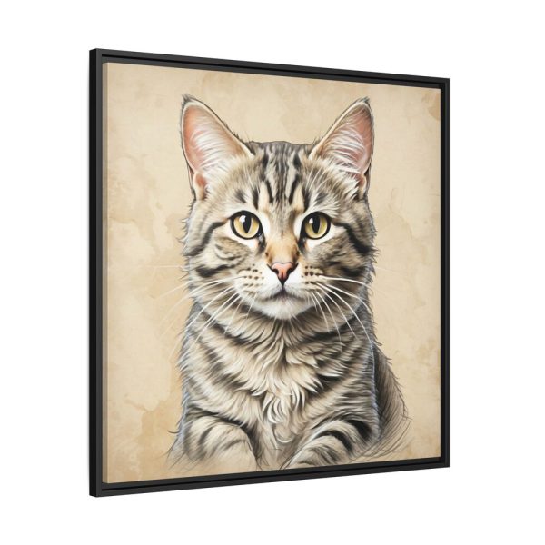 6758559193816653081_2048.jpeg Gray Tabby Cat Portrait Art Framed Canvas