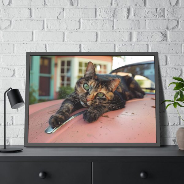 7049645293128137439_2048-1.jpeg Calico Cat On Car Framed Poster