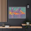 Pop Art Seattle Skyline Print Framed Canvas