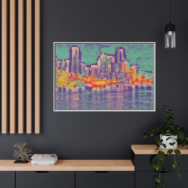 Pop Art Seattle Skyline Print Framed Canvas