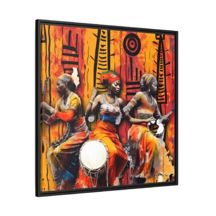 Native African Musicians Framed Canvas
