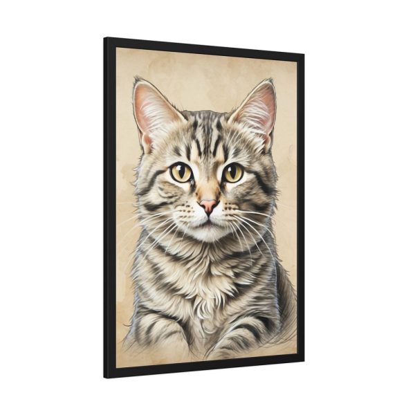7628205515171336127_2048.jpeg Gray Tabby Cat Portrait Art Framed Poster