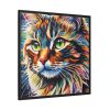 Watercolor Image of Cat Framed Canvas
