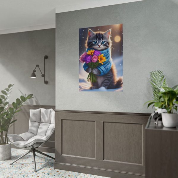 7942651243708191241_2048.jpeg Kitten Cat With Bouquet Of Flowers Poster