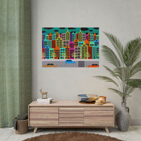 8186677504436274772_2048.jpeg Colorful Cityscape Town City Building Poster