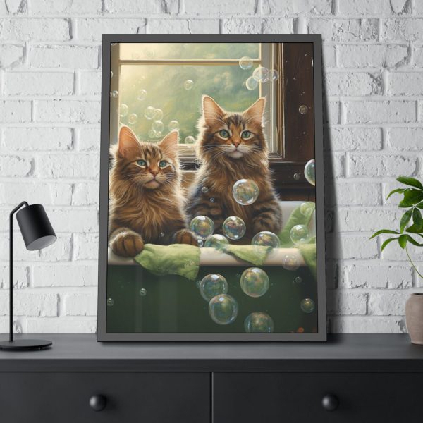 Cats Taking Bubble Bath  Framed Poster