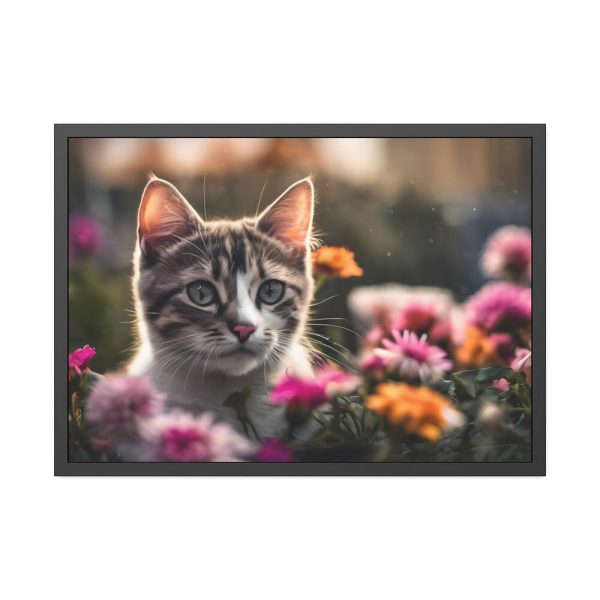 8480123980366978094_2048-1.jpeg Cat Kitten Flowers Blossoms Framed Poster