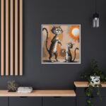Cute Cat Characters Art Print Framed Canvas - Image 12
