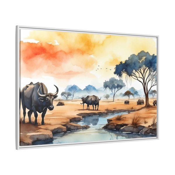 Africa Savanna Water Buffalo Framed Canvas
