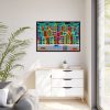 Colorful Cityscape Town City Building Framed Canvas
