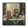 Cats Taking Bubble Bath Framed Canvas