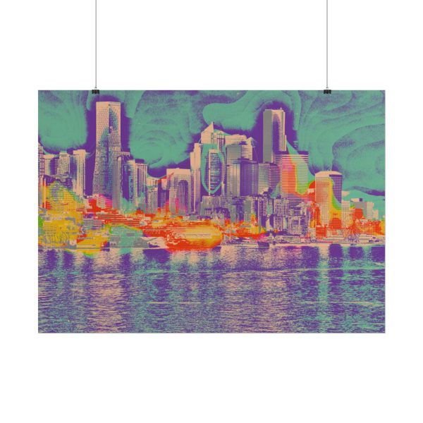 Pop Art Seattle Skyline Print Poster