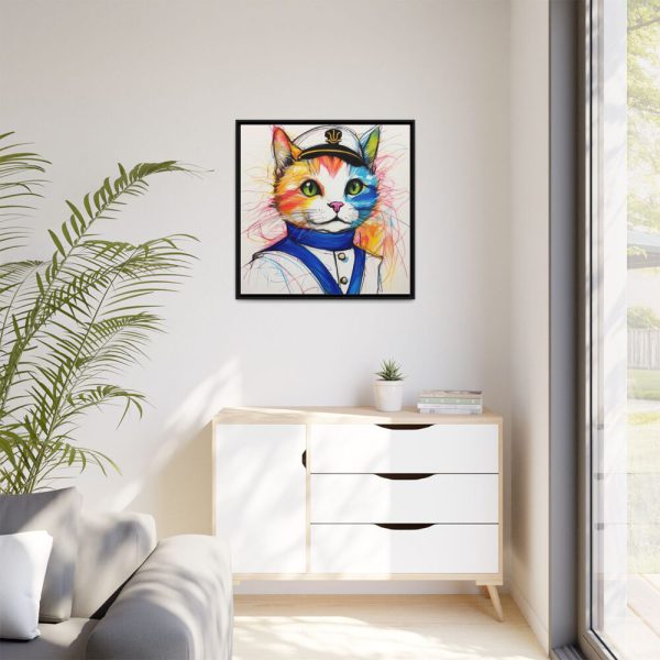 9078263559775416343_2048.jpeg Nautical Sailor Cat Art Framed Canvas