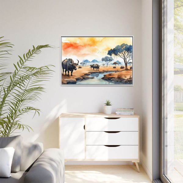 Africa Savanna Water Buffalo Framed Canvas
