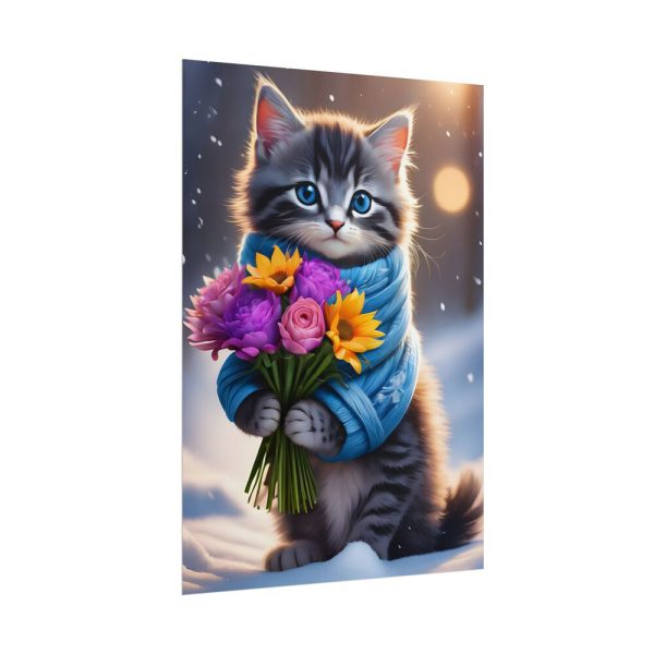9261147908795050138_2048.jpeg Kitten Cat With Bouquet Of Flowers Poster