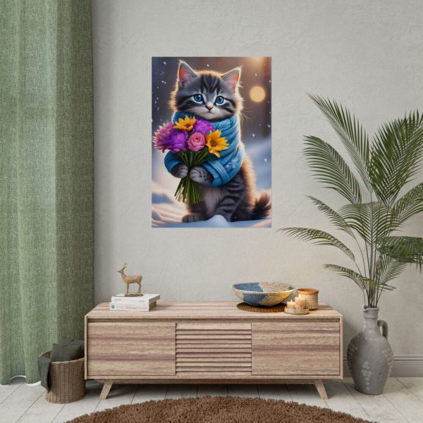 9303495592129211969_2048.jpeg Kitten Cat With Bouquet Of Flowers Poster
